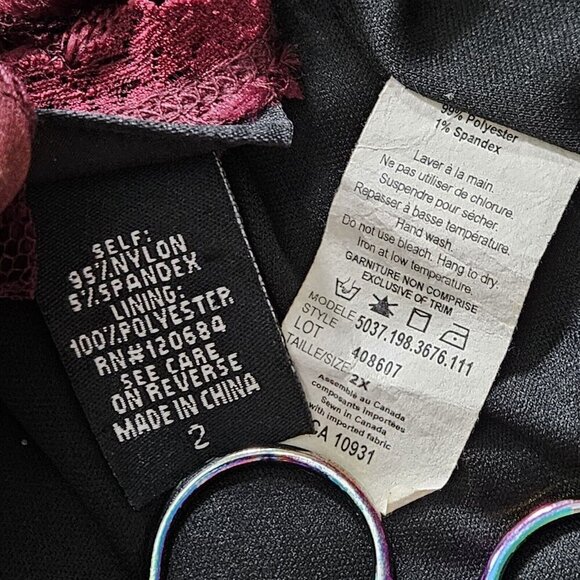 Top Womens 2X Lot Of 2 Black Burgundy Torrid Laura Ruffles Lined Lace Boho Party - Picture 13 of 15